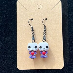 Nightmare Before Christmas Jack Skellington Valentine’s Day Themed Earrings NIP